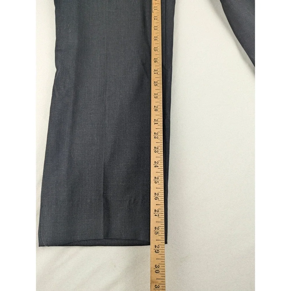 Pronto Uomo Mens Wool 44S 38x29 Charcoal Gray Flat Front Dress Pants Trousers